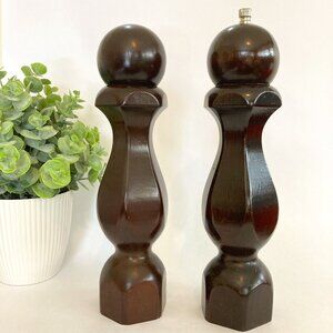 Vintage wooden salt shaker and pepper grinder